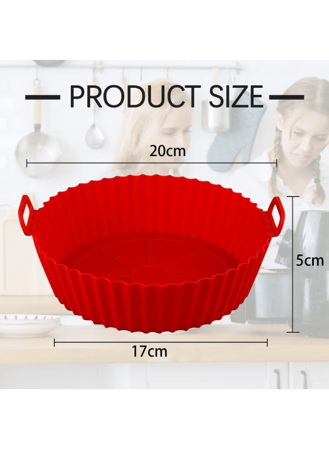 هومستر 2 قطعة من بطانة السيليكون المستديرة لفرن التسخين بالهواء، وعاء سيليكون قابل لإعادة الاستخدام للخبز، وعاء خبز سيليكون غير لاصق قابل للإرفاق لفرن التسخين بالهواء/الفرن/الميكروويف، بديلًا لورق الباستا، أحمر/أسود، 20 × 5 سم - Image 4